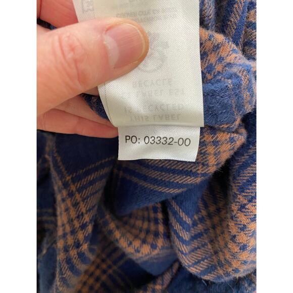 Outerknown Blue and Orange Plaid Casual Button Down Shirt - Picture 7 of 8